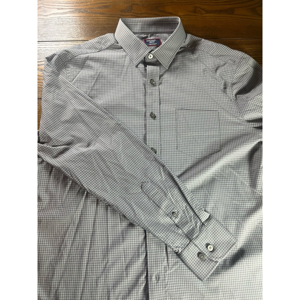 UNTUCKit Shirt Mens Medium Check Gray Long Sleeve Cotton Dress/Casual Shirt